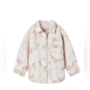 Zara Pink Denim Tie Dye Button Up Shirt Size 4/5T
